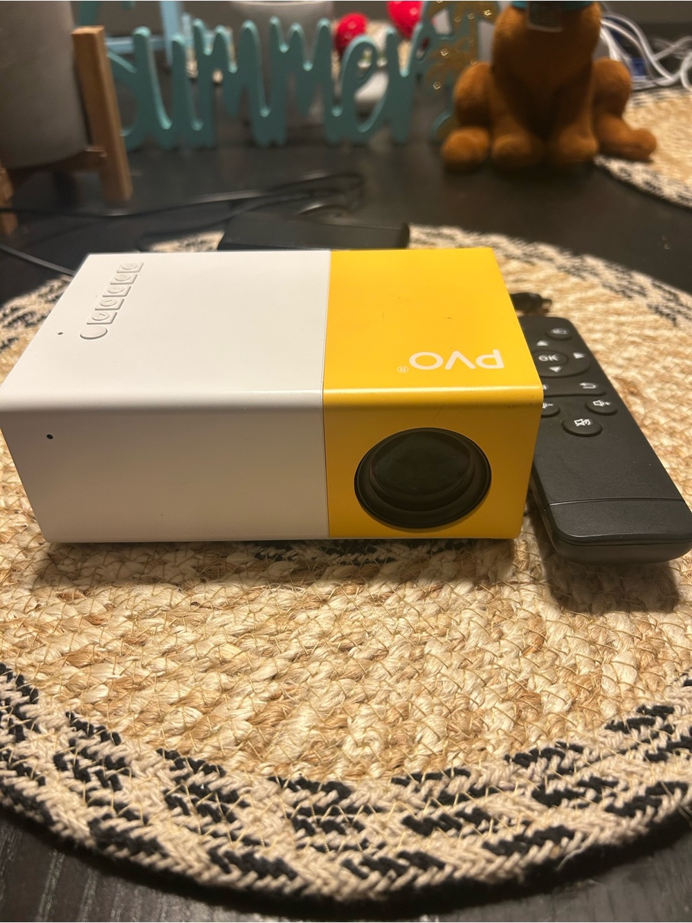 PVO Portable Mini Projector in Yellow and White